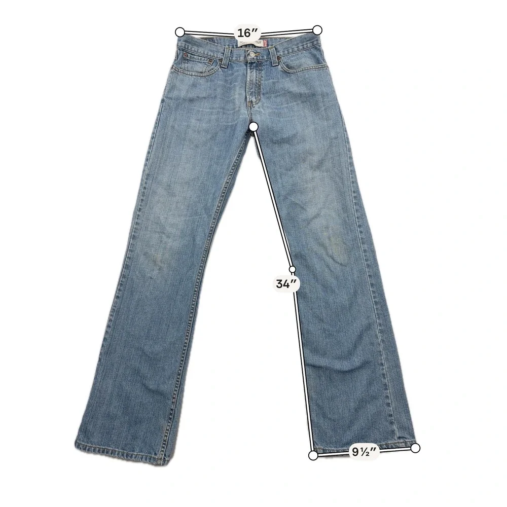 Levi's Jeans 527 Low Boot Cut Light Wash Denim Blue Mens W32 L34
